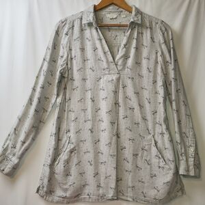 Fat Face UK 100% Cotton Flannel Dragonfly Print Long Sleeve Top Women's Sz US 10